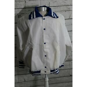 Vtg NEW OLD STOCK Leader Sportswear Nylon Varsity Jacket Men Large White Blue